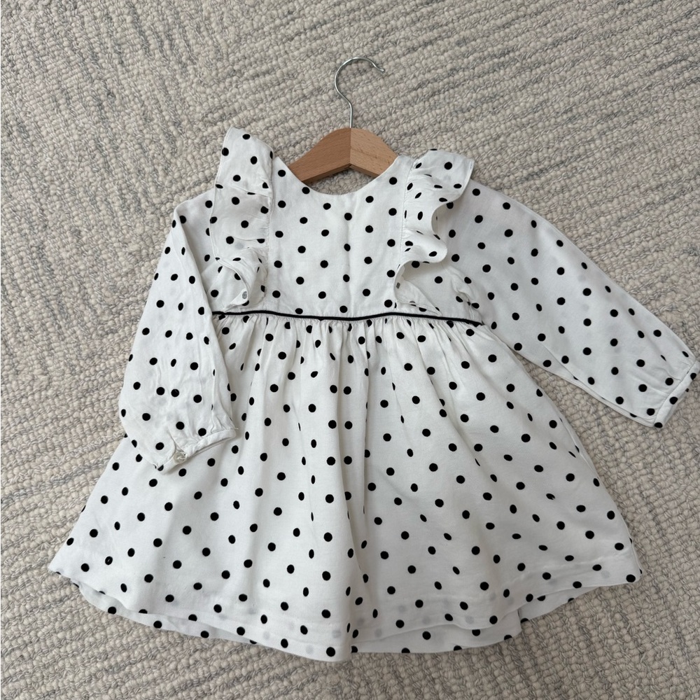 Jacadi Cream and Black Polka Dot Dress